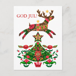 Cartão Postal De Festividades Saudação de Natal escandinavo com texto personaliz