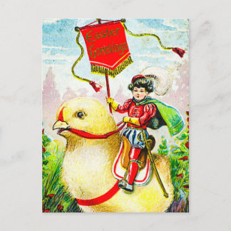 Cartão Postal De Festividades Saudações à Páscoa Whimsical: Cavaleiro sobre o Pi
