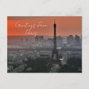 Cartão Postal De Festividades Saudações Da Arte Europeia Da Torre Eiffel De Pari