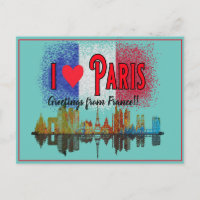 Saudações Da Paris Skyline French Flag Souvenir