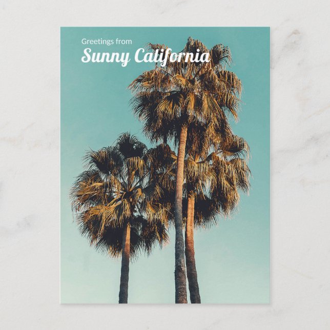 Cartão Postal De Festividades Saudações da Sunny California (Frente)