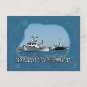 Cartão Postal De Festividades Saudações da temporada - Chatham Harbor Boats