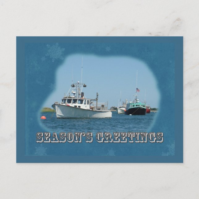 Cartão Postal De Festividades Saudações da temporada - Chatham Harbor Boats (Frente)