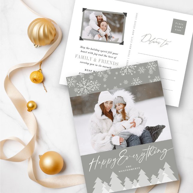 Cartão Postal De Festividades Saudações da temporada Flocos de Neve Flocos de In (Criador carregado)