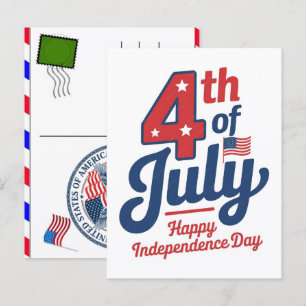 Cartão Postal De Festividades saudações de 4 de julho feliz aniversário américa