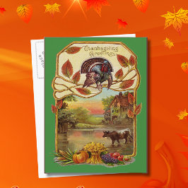 Cartão Postal De Festividades Saudações de Ação de Graças Vintage, Autumn, ZSSG