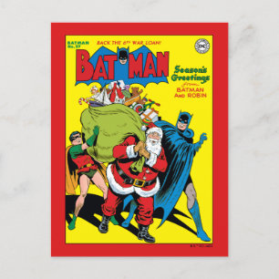 Cartão Postal De Festividades Saudações de Batman e Robin
