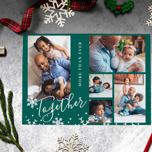 Cartão Postal De Festividades Saudações de colagem com fotos da família de Natal