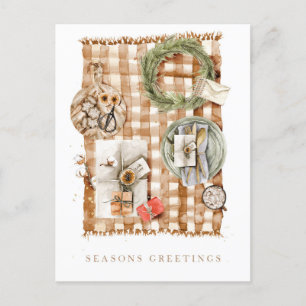 Cartão Postal De Festividades Saudações de Fim de Ano Aquarela
