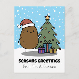 Cartão Postal De Festividades Saudações de Fim de Ano Com Uma Batata