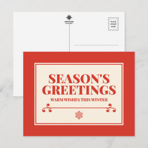 Cartão Postal De Festividades Saudações de Fim de Ano Desejos Sinceros Tipografi