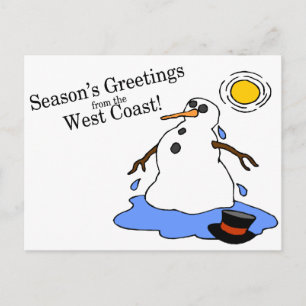 Cartão Postal De Festividades Saudações de Fim de Ano do Boneco de Neve da Costa