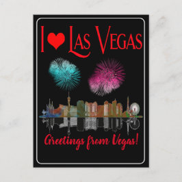 Cartão Postal De Festividades Saudações de Las Vegas no Skyline da Noite