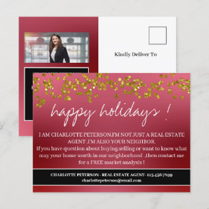 Cartão Postal De Festividades Saudações de Natal Agente Imobiliário Agricultura