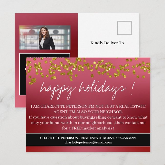 Cartão Postal De Festividades Saudações de Natal Agente Imobiliário Agricultura (Frente/Verso)
