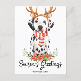 Cartão Postal De Festividades Saudações de Natal da Temporada do Cão Dálmata