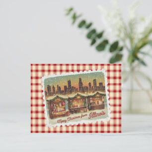 Cartão Postal De Festividades Saudações de Natal do Cartão de Férias de Illinois