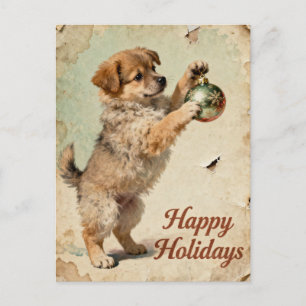 Cartão Postal De Festividades Saudações de Natal do Seu Texto Postcard de Cachor