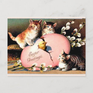 Cartão Postal De Festividades Saudações de Páscoa Vintage,