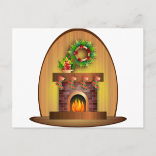 Cartão Postal De Festividades Saudações de Temporada de Natal Meias Lareira