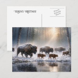 Cartão Postal De Festividades Saudações de Temporada de Natal Vida Selvagem Búfa