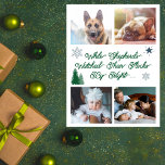 Cartão Postal De Festividades Saudações Divertidas Família Collage Pets Natal<br><div class="desc">Este cartão de Feriado bonito contém quatro fotos personalizadas do cão German shepherd, do francês e da família que você pode personalizar com o seu próprio, e um texto em caracteres elegantes. Na frente lê-se: "Enquanto pastores observavam seus rebanhos à noite", que é uma paráfrase de um verso de uma...</div>