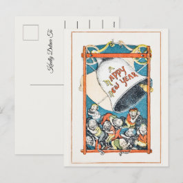 Cartão Postal De Festividades Saudações do Feliz ano novo Vintage