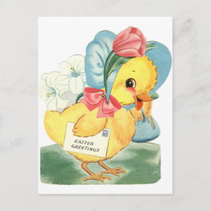 Cartão Postal De Festividades Saudações do Pintinho páscoa