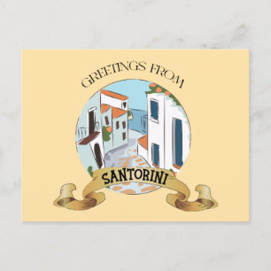 Cartão Postal De Festividades Saudações Do Sinal De Santorini