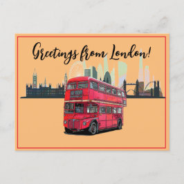 Cartão Postal De Festividades Saudações Do Skyscape Red Bus Souvenir De Londres