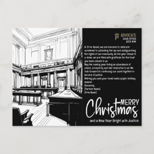 Cartão Postal De Festividades Saudações Judiciais Elegantes: Justiça e Alegria