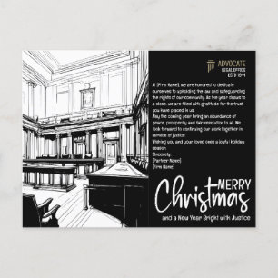 Cartão Postal De Festividades Saudações Judiciais Elegantes: Justiça e Saúde