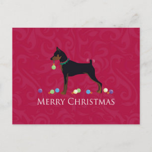 Cartão Postal De Festividades Saudações Miniatura Pinscher