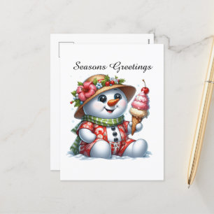 Cartão Postal De Festividades saudações personalizáveis do Snowman Seasons