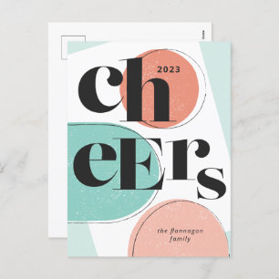 Cartão Postal De Festividades Saúde Ano Novo Abstrato Turquoise Melon