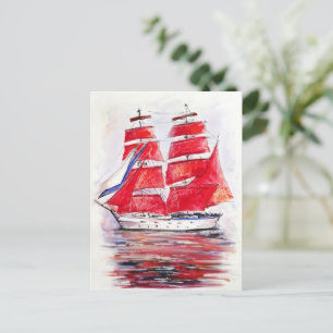Cartão Postal De Festividades Scarlet Sails