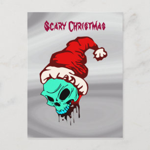 Cartão Postal De Festividades Scary Christmas Santa Skull Bloody