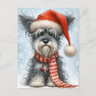 Cartão Postal De Festividades Schnauzer de Natal