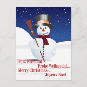 Cartão Postal De Festividades Schneemann / Boneco de neve para o Natal
