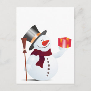 Cartão Postal De Festividades Schneemann / Boneco de neve para o Natal / X-mas
