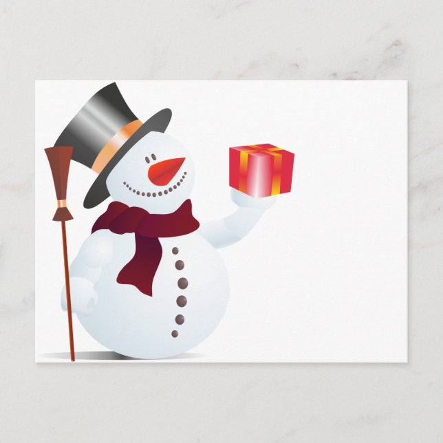 Cartão Postal De Festividades Schneemann / Snowman para o Natal / X-mas (Frente)