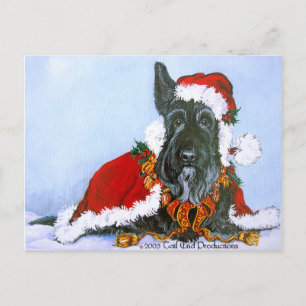 Cartão Postal De Festividades Scottie Claus