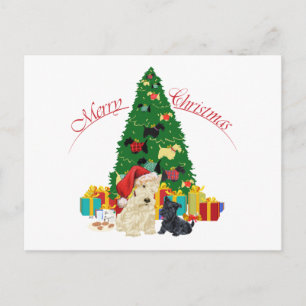 Cartão Postal De Festividades Scottie Trigueirinho e Férias de Natal