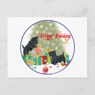 Cartão Postal De Festividades Scotties Classificam os Presentes de Natal