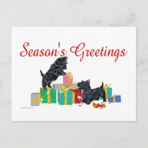 Cartão Postal De Festividades Scotties Classificam os Presentes de Natal
