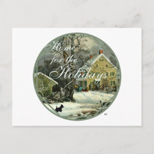 Cartão Postal De Festividades Scotties em inverno, Casa para Férias