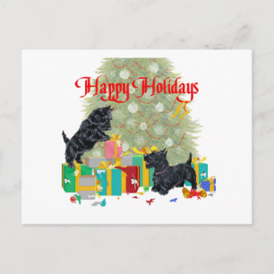 Cartão Postal De Festividades Scotties ordena os presentes de Natal