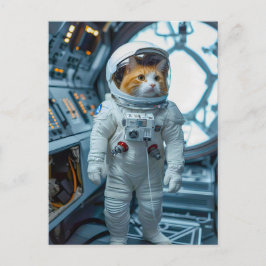 Cartão Postal De Festividades Scottish Fold cat inside space capsule