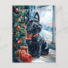 Cartão Postal De Festividades Scottish Terrier Christmas
