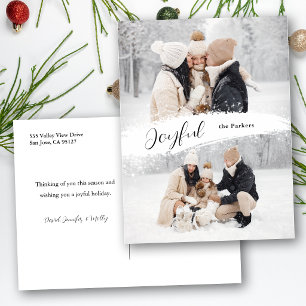 Cartão Postal De Festividades Script alegre com Snowy Brushaft 2-Foto